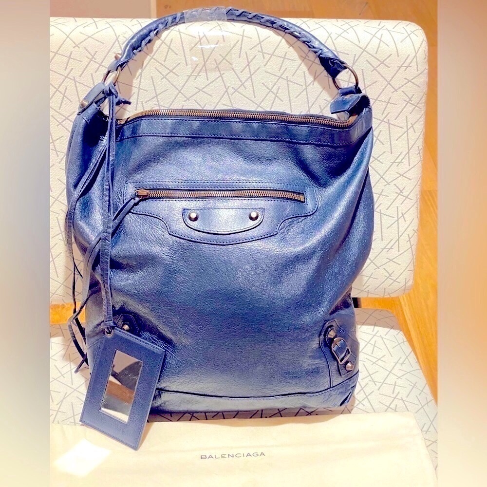 Balenciaga Classic Moto Hobo Bag Style “Day” in Midnight Blue